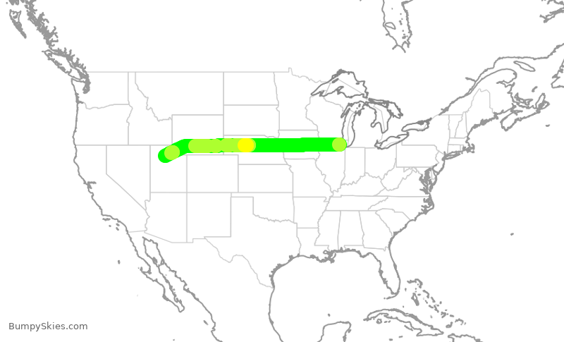 Turbulence forecast map for AAL3133, ORD to SLC