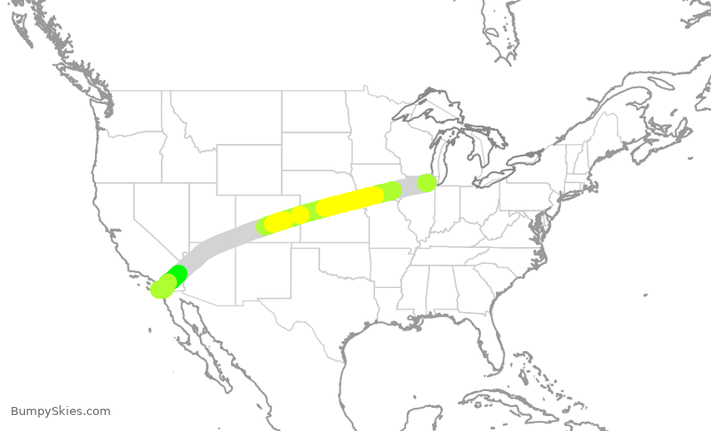 Turbulence forecast map for AAL3134, ORD to SAN