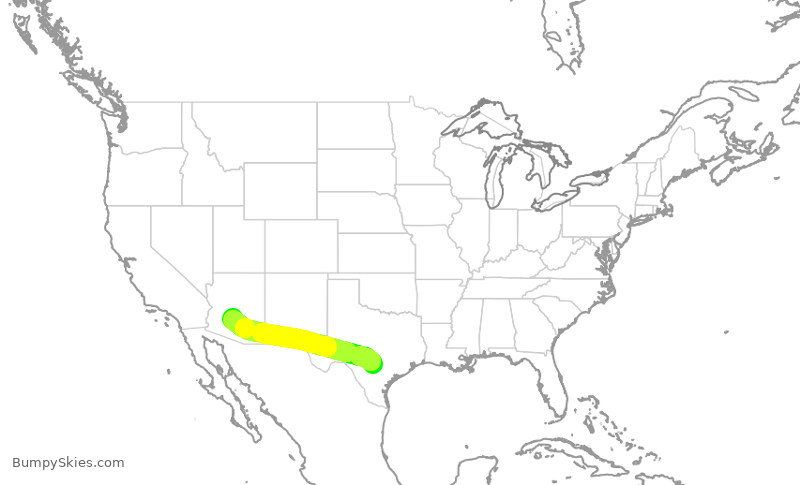 Turbulence forecast map for AAL3134, SAT to PHX