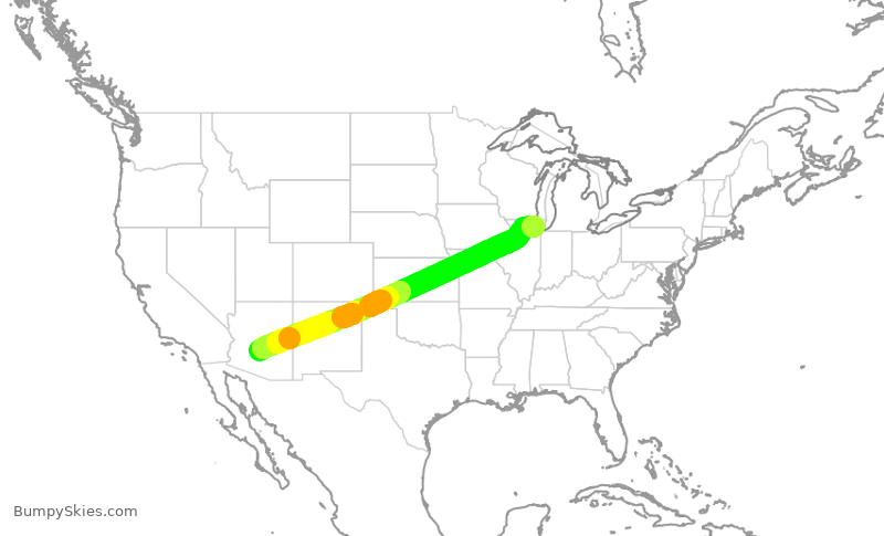Turbulence forecast map for AAL3137, PHX to ORD