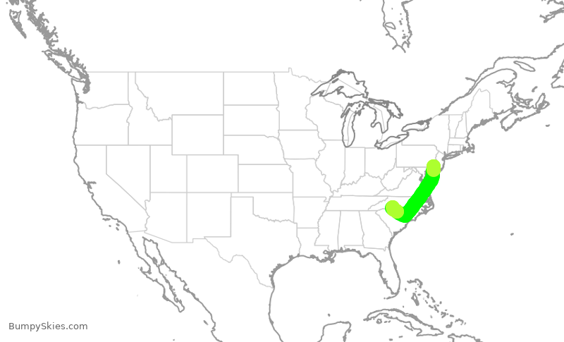Turbulence forecast map for AAL3152, PHL to CLT
