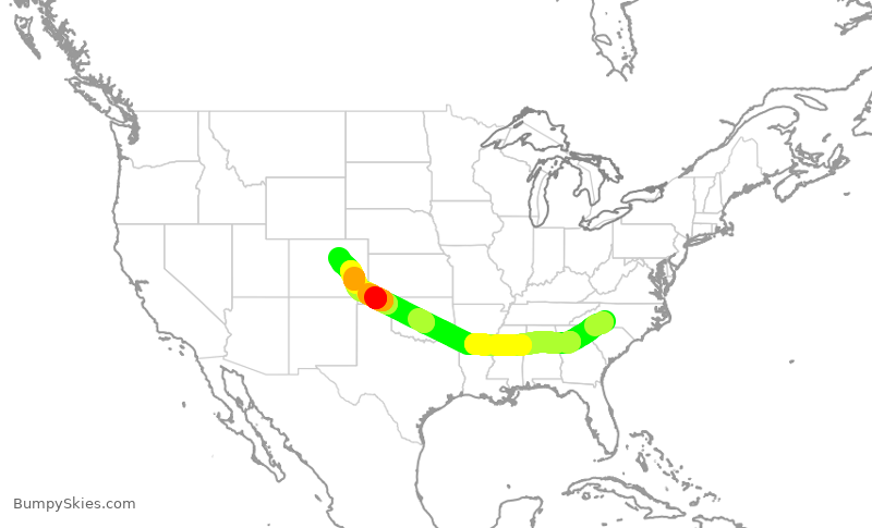 Turbulence forecast map for AAL3156, CLT to DEN