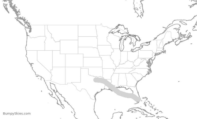 Turbulence forecast map for AAL3160, DFW to FLL