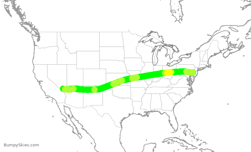 Turbulence forecast map for AAL3160, LAS to PHL