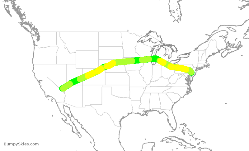 Turbulence forecast map for AAL3161, PHL to LAS