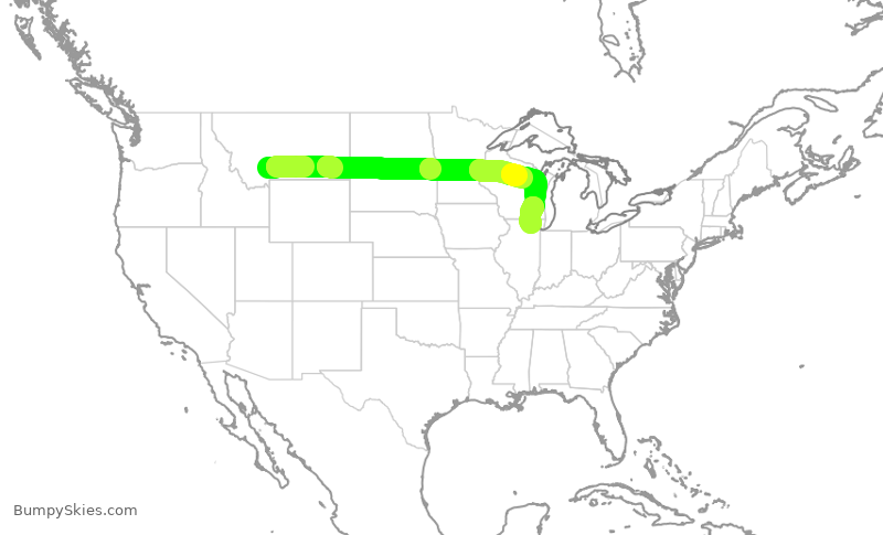 Turbulence forecast map for AAL3177, BZN to ORD