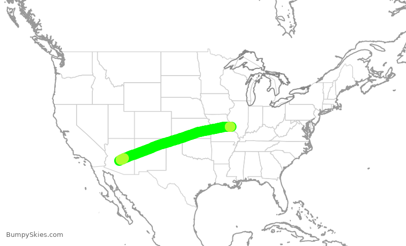 Turbulence forecast map for AAL3179, PHX to STL
