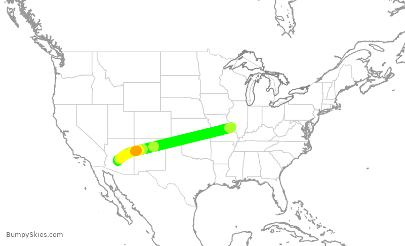 Turbulence forecast map for AAL3179, STL to PHX