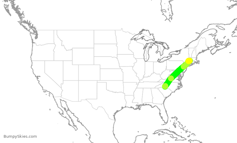 Turbulence forecast map for AAL3182, BDL to CLT
