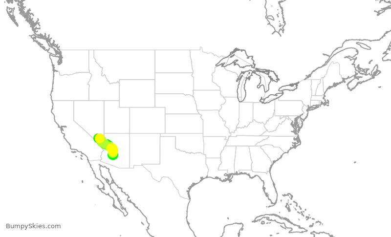 Turbulence forecast map for AAL3183, LAS to PHX