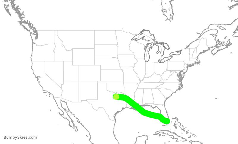 Turbulence forecast map for AAL3189, DFW to MIA