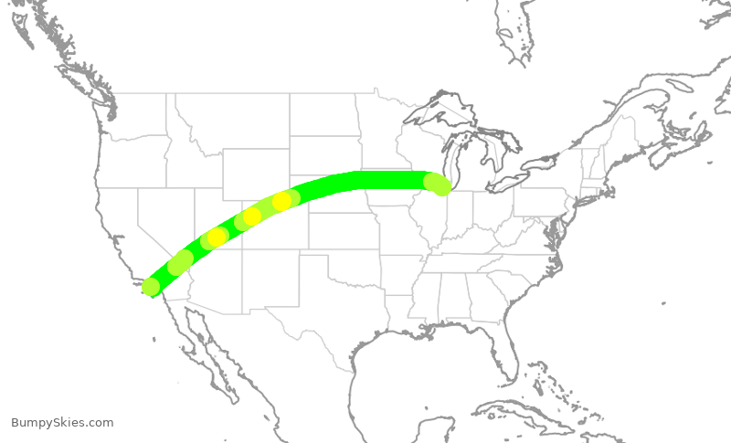 Turbulence forecast map for AAL3194, LAX to ORD