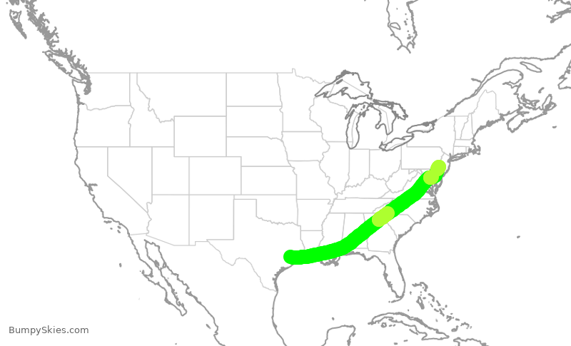 Turbulence forecast map for AAL3196, IAH to PHL