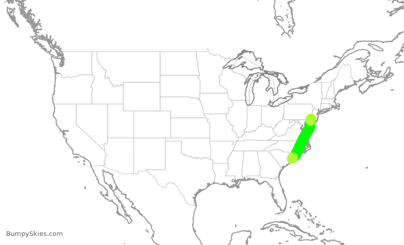 Turbulence forecast map for AAL3197, PHL to MYR