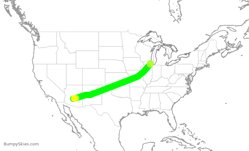 Turbulence forecast map for AAL319, PHX to ORD