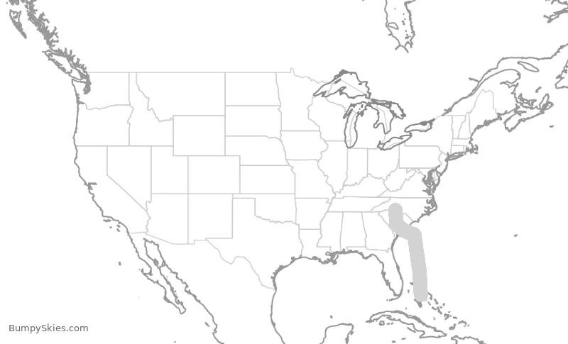 Turbulence forecast map for AAL3202, CLT to NAS