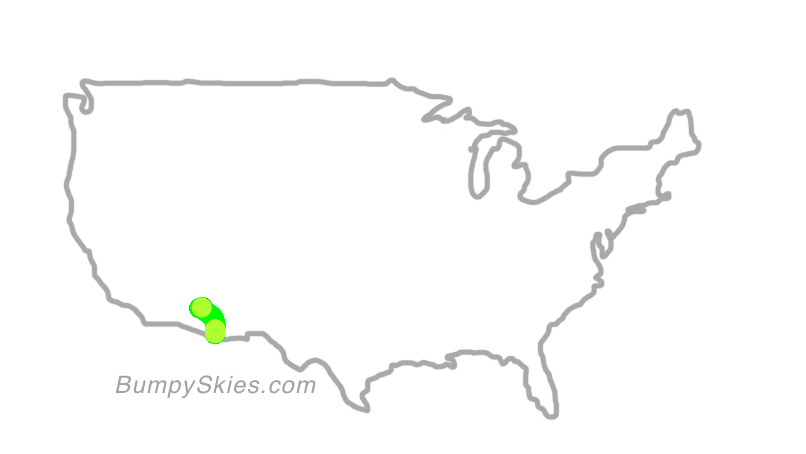 Map of continental US with illustrated flight path and turbulence forecast (described in text below)