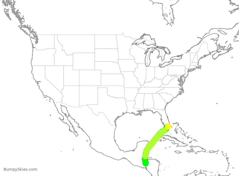 Turbulence forecast map for AAL3214, MHPR to MIA