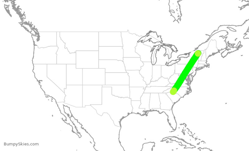 Turbulence forecast map for AAL3218, BTV to CLT