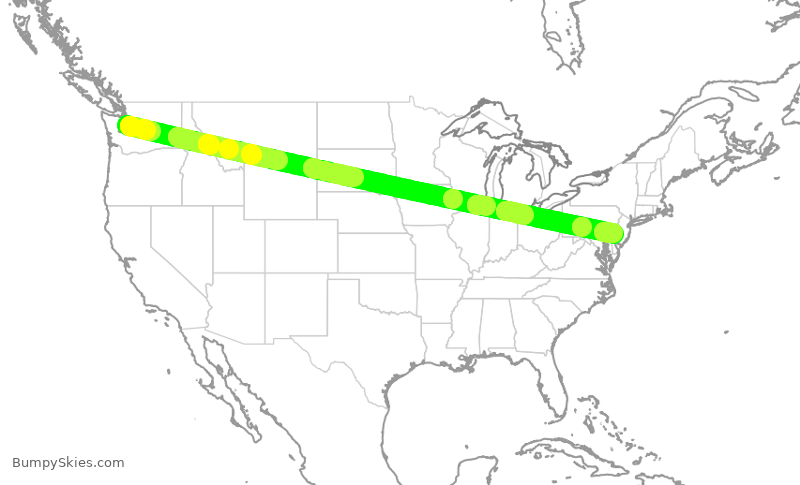Turbulence forecast map for AAL3219, SEA to PHL