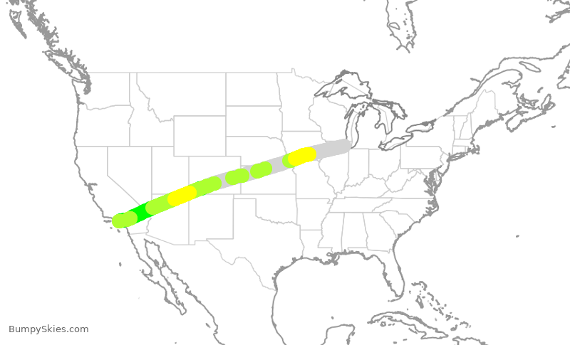 Turbulence forecast map for AAL3224, ORD to LAX