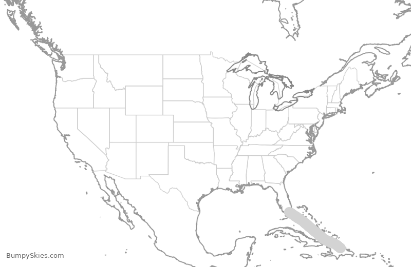 Turbulence forecast map for AAL3227, STI to MIA