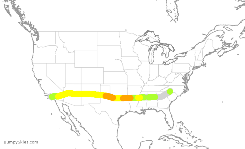 Turbulence forecast map for AAL3230, LAX to CLT