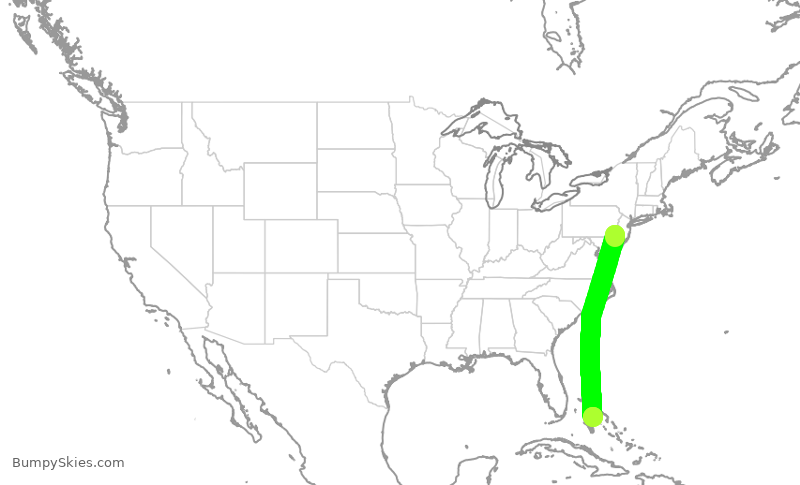 Turbulence forecast map for AAL3231, PHL to NAS