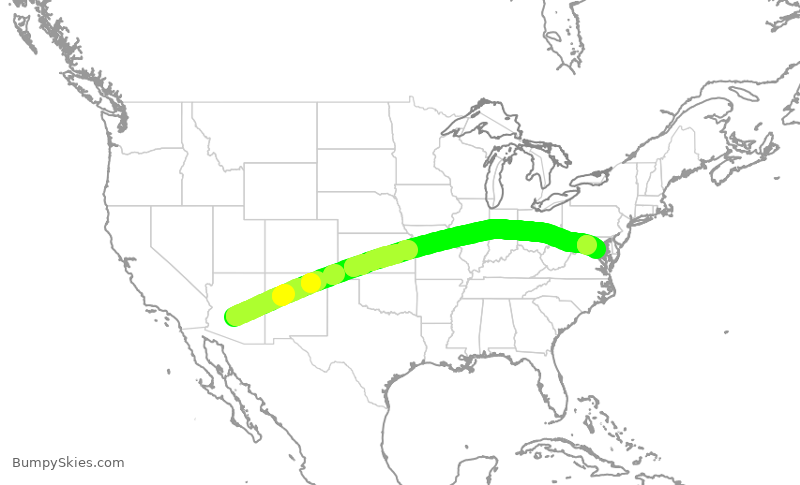 Turbulence forecast map for AAL3231, PHX to DCA