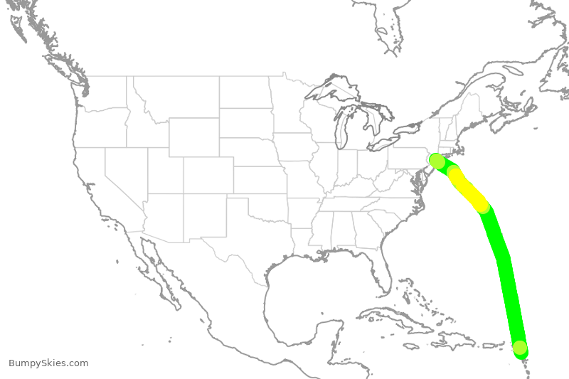 Turbulence forecast map for AAL3242, JFK to APA