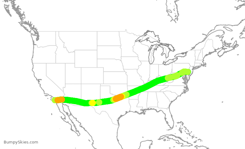 Turbulence forecast map for AAL3245, PHL to SAN
