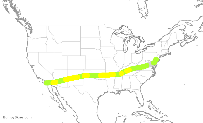 Turbulence forecast map for AAL3245, SAN to PHL