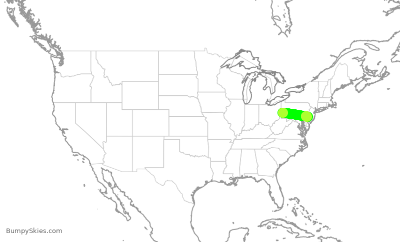 Turbulence forecast map for AAL3248, PIT to PHL