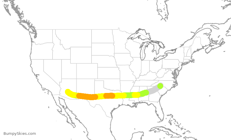 Turbulence forecast map for AAL3251, PHX to CLT