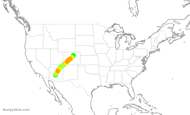 Turbulence forecast map for AAL3255, PHX to DEN