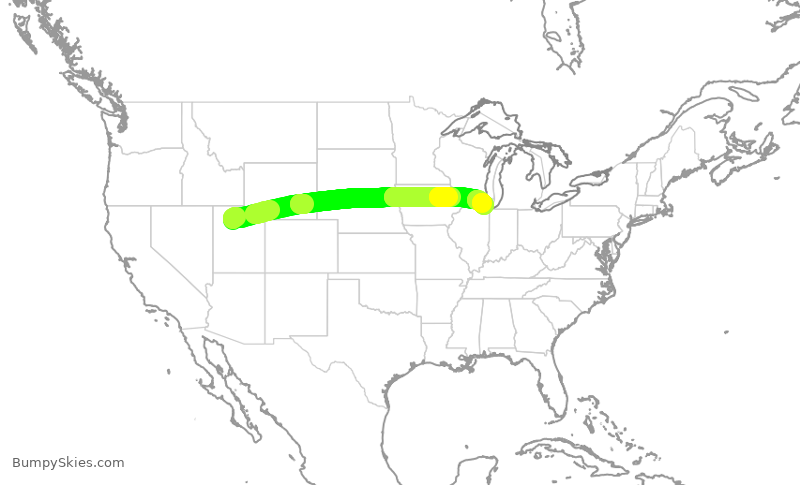 Turbulence forecast map for AAL3258, SLC to ORD
