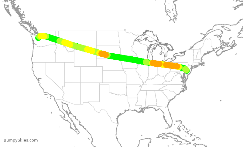 Turbulence forecast map for AAL3259, PHL to SEA