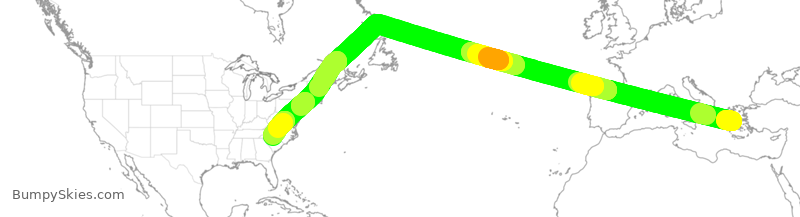 Turbulence forecast map for AAL325, ATH to CLT