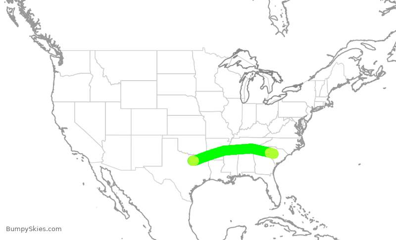 Turbulence forecast map for AAL3260, DFW to CAE