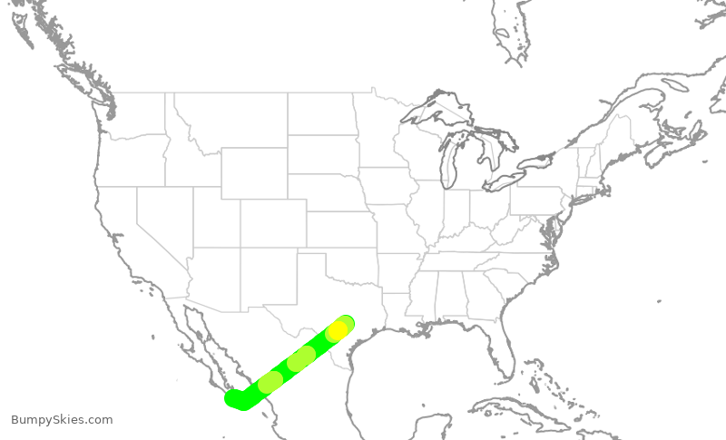 Turbulence forecast map for AAL3264, AUS to MSD