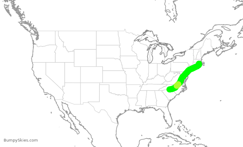 Turbulence forecast map for AAL3269, CLT to PVD