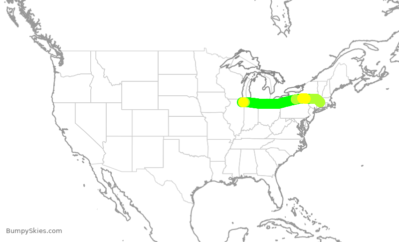 Turbulence forecast map for AAL3269, ORD to BDL