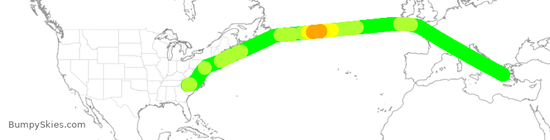Turbulence forecast map for AAL326, CLT to ATH