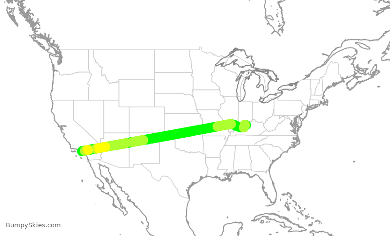 Turbulence forecast map for AAL3271, LAX to SDF
