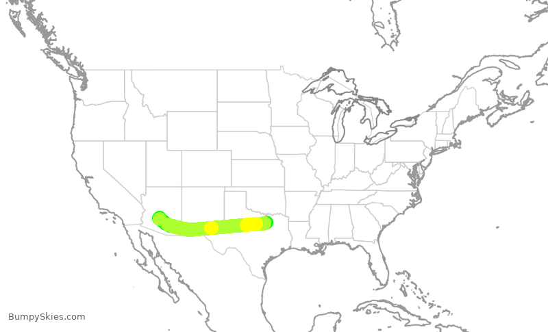 Turbulence forecast map for AAL3272, DFW to PHX