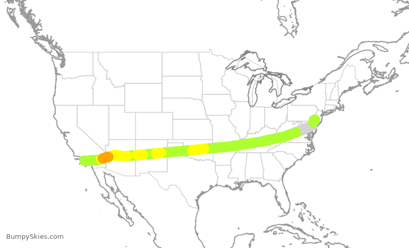 Turbulence forecast map for AAL3276, LAX to PHL