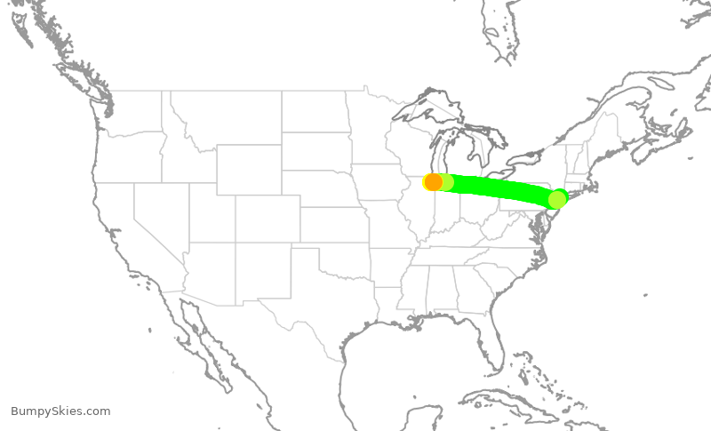 Turbulence forecast map for AAL327, ORD to LGA
