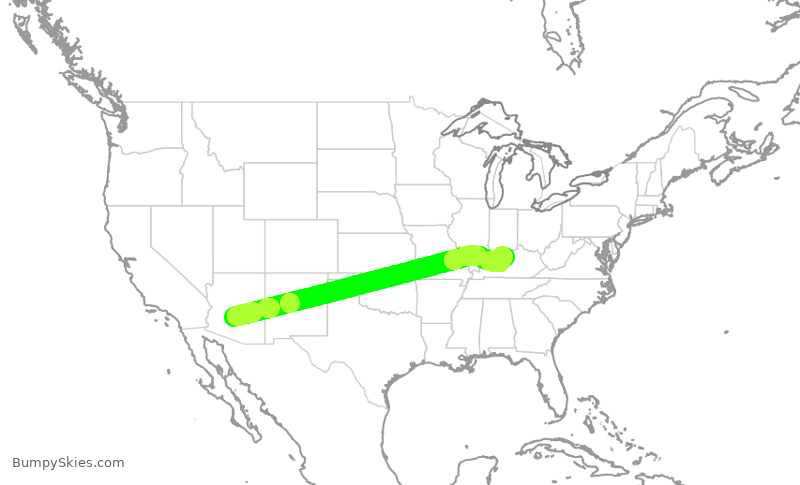 Turbulence forecast map for AAL3284, PHX to SDF