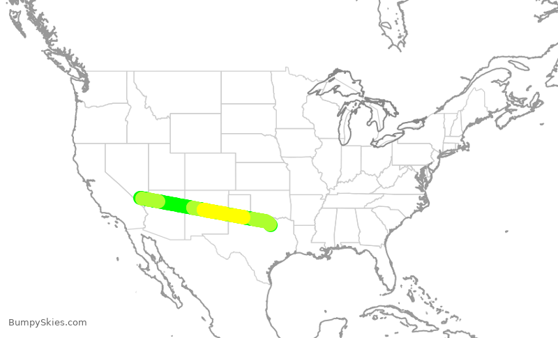 Turbulence forecast map for AAL3285, LAS to DFW