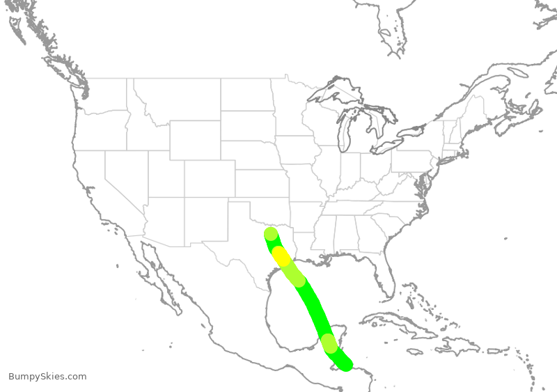 Turbulence forecast map for AAL3291, DFW to RTB